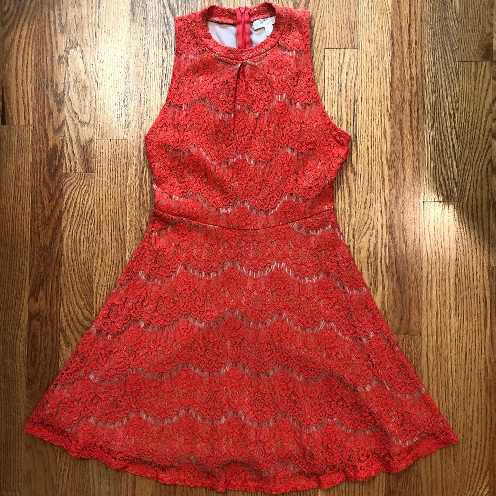 'Love, Fire' Coral Lace Dress